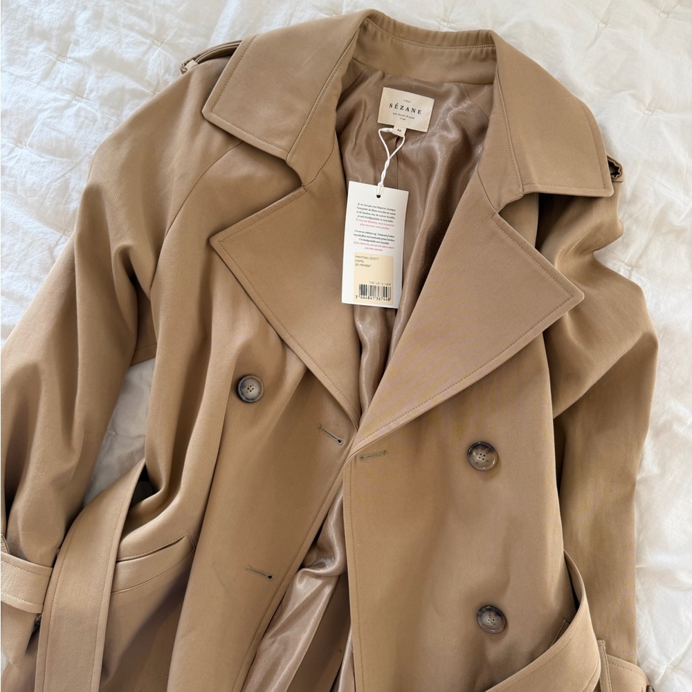 Sezane Women's Tan Trench Coat - Picture 3 of 6